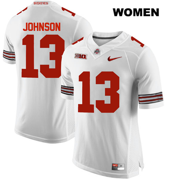 Ohio State Buckeyes Women's Tyreke Johnson #13 White Authentic Nike College NCAA Stitched Football Jersey GS19Z72FJ